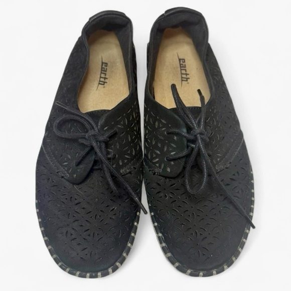 Earth Shoes - Earth Pax Oxfords Sneakers Shoes Black Perforated Suede Casual Lace Up Size 9